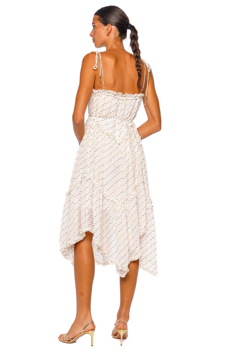 ZIMMERMANN Indra Floating Tiered Ruffle Dot Midi Dress