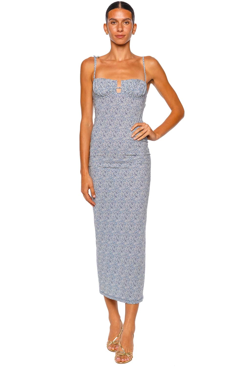 Montce Swim Petal Slip Blue Strappy Midi Dress