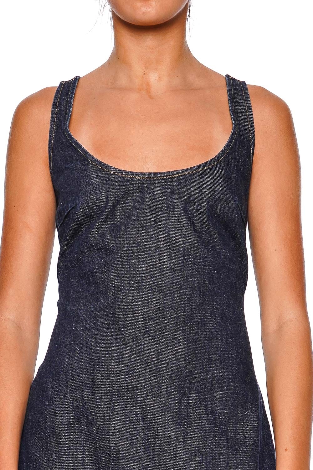 self-portrait Indigo Denim 3D Flower Sleeveless Mini Dress