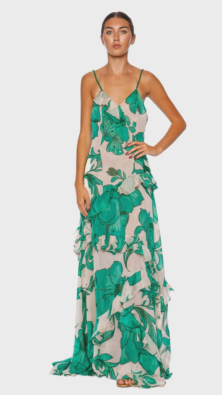 Elysium Floral Ruffled Silk gown