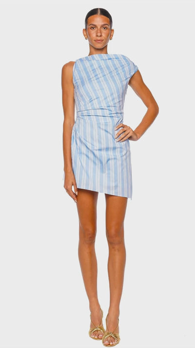 Callie Ventura Stripe Asymmetric Mini Dress