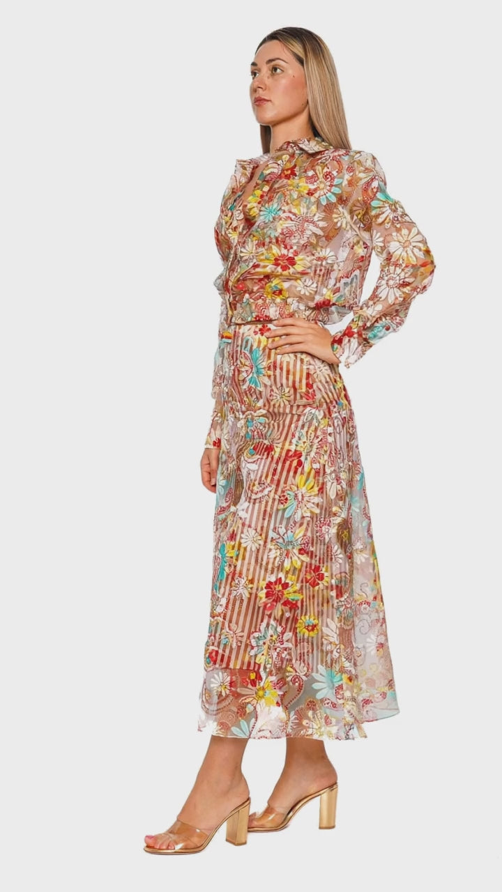 Katniss Flower Embroidered Cropped Jacket