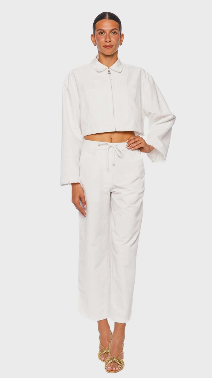 Colsen White Cropped Zip Front Jacket