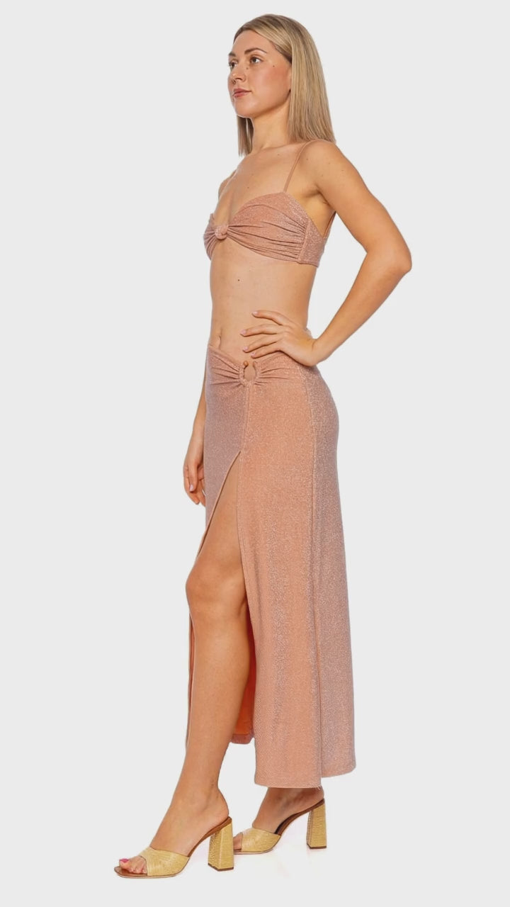 Resort Share Spirit ロングジレ ベスト グランジ Y2K Nuevo Destino Shimmering Peach Cover Up Midi Skirt