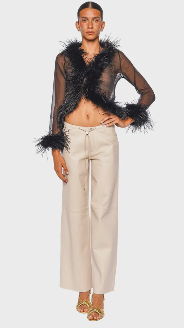 新品未使用Gypsohila Sheer Tail Ribbon Blouse Hasli Silk Chiffon 