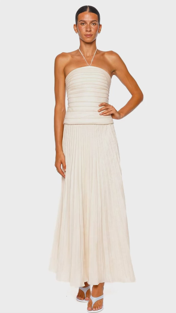 Oblada スカート ⁡MONROE IVORY Saana Ivory Pleated Linen Maxi Skirt