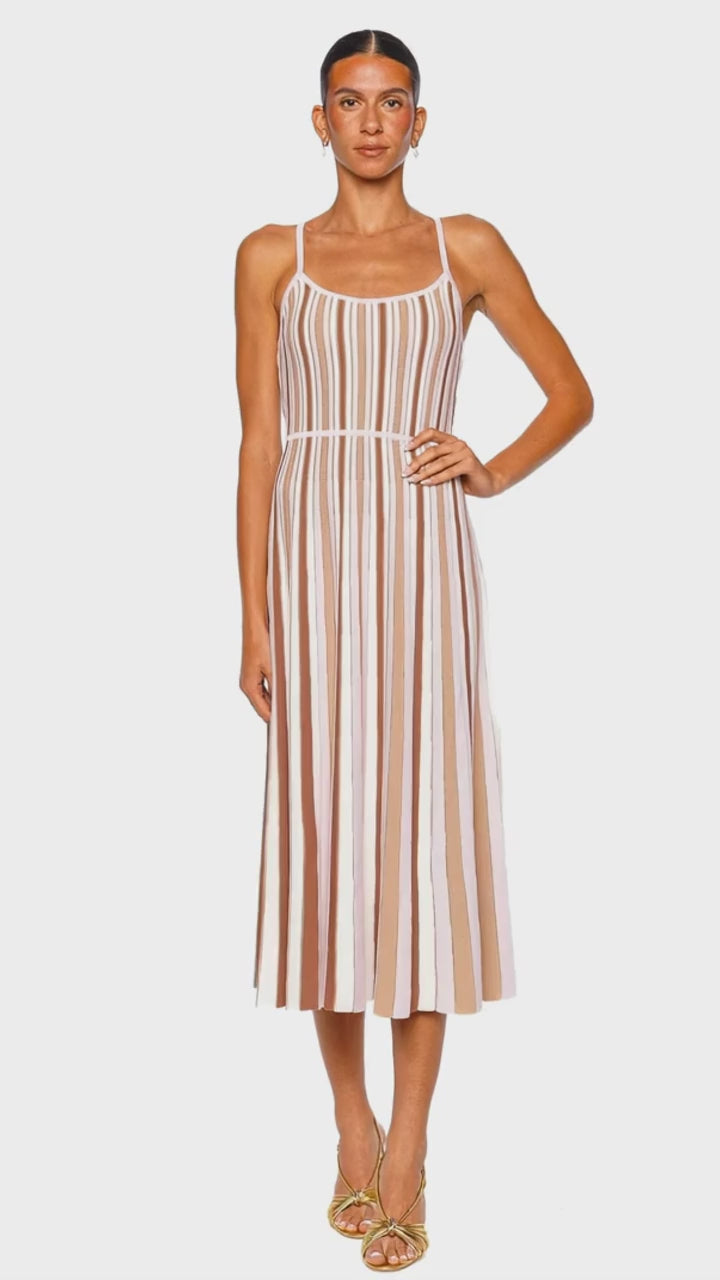 Margie Blush Stripe Sleeveless Knit Midi Dress