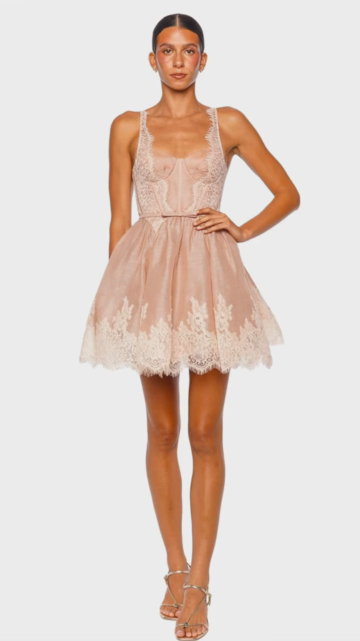 Valiant Pink Lace Trim Mini Dress