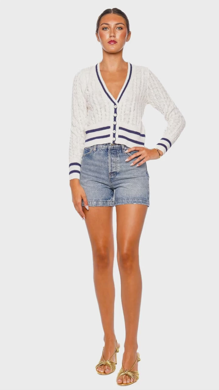 Evabella Seaspray Cable Knit Cardigan