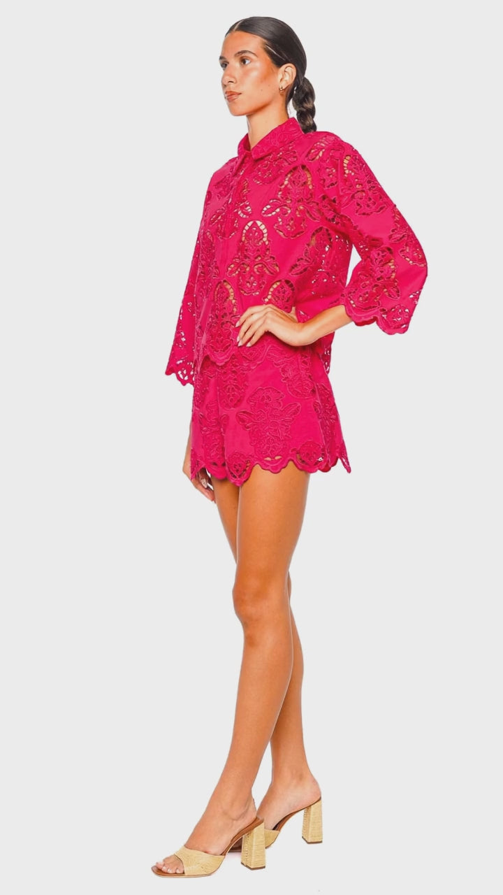 Trish Azalea Eyelet Scalloped Short