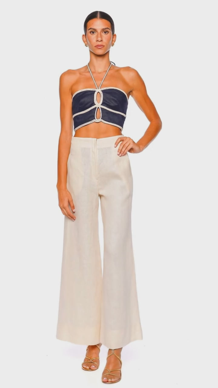 Agave Embellished Halter Cut Out Crop Top