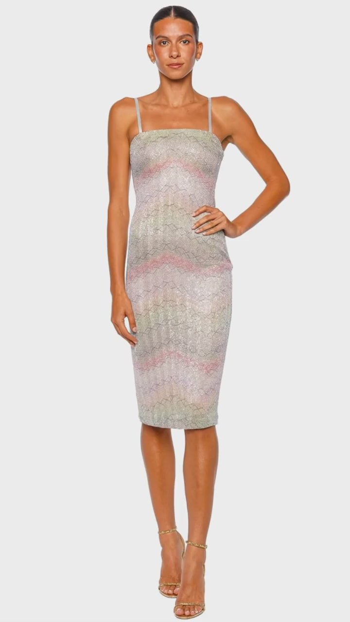 Sequin Chevron Knit Midi Dress
