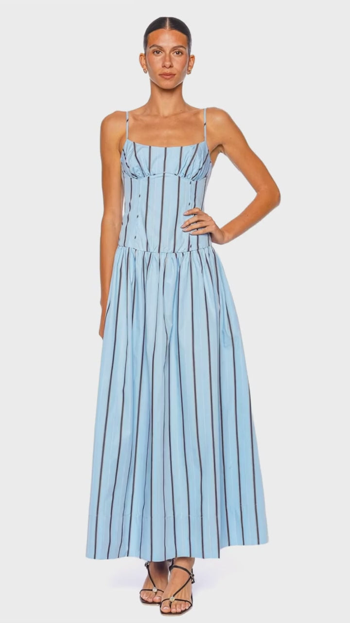 Wavy frill bustier stripe dress サイズM 50b80920e1b5401990304b42e6f677