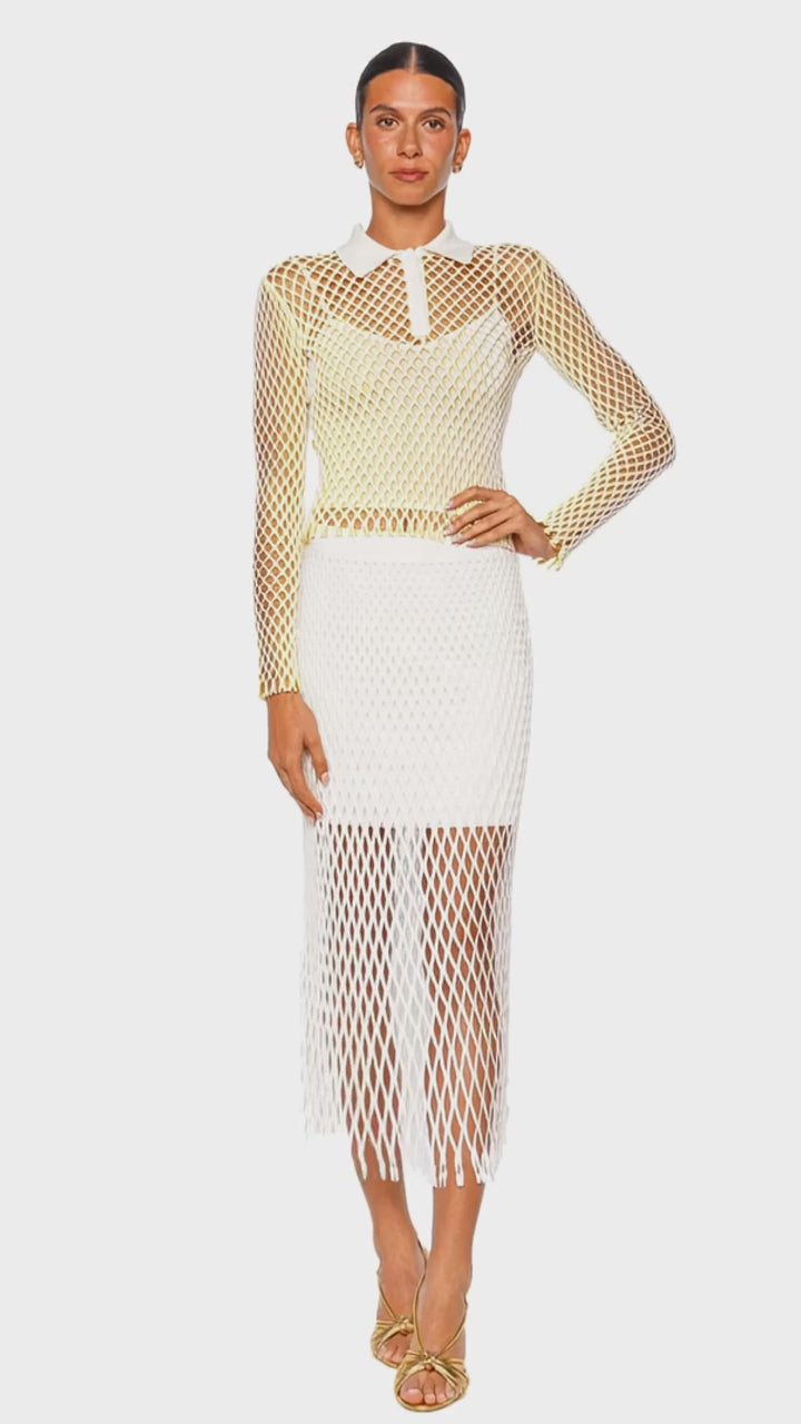 Petra Solar Open Weave Knit Polo Top