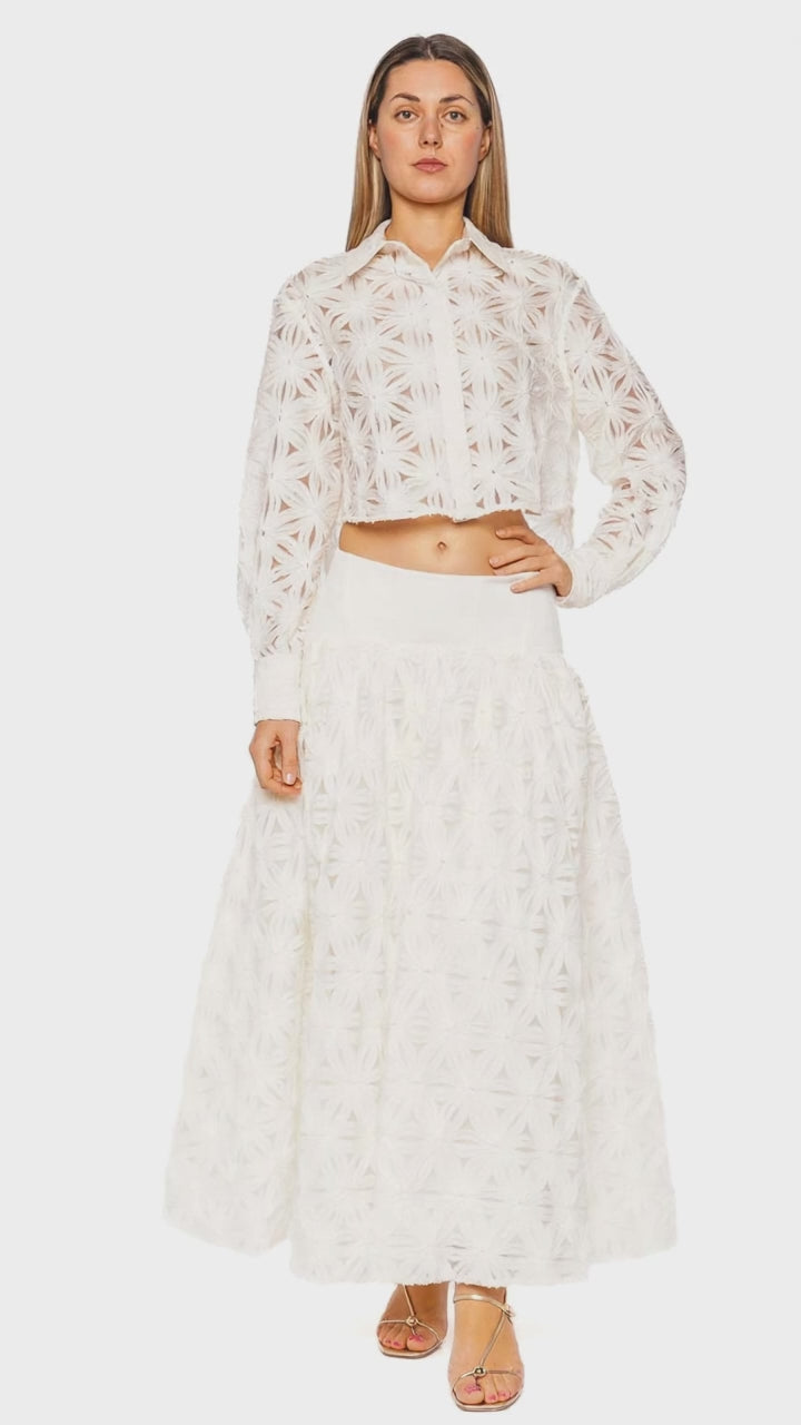 Anders Soutache Ivory Floral Sheer Top