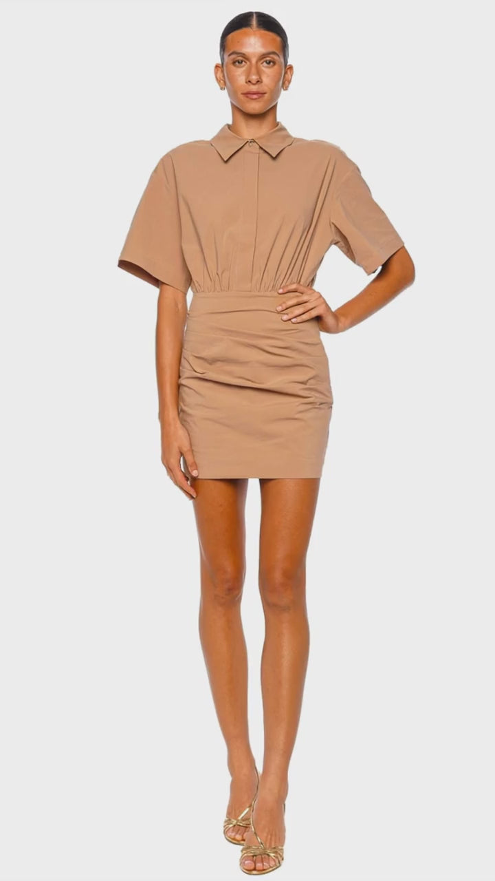 Campbell Clay Fitted Mini Shirt Dress