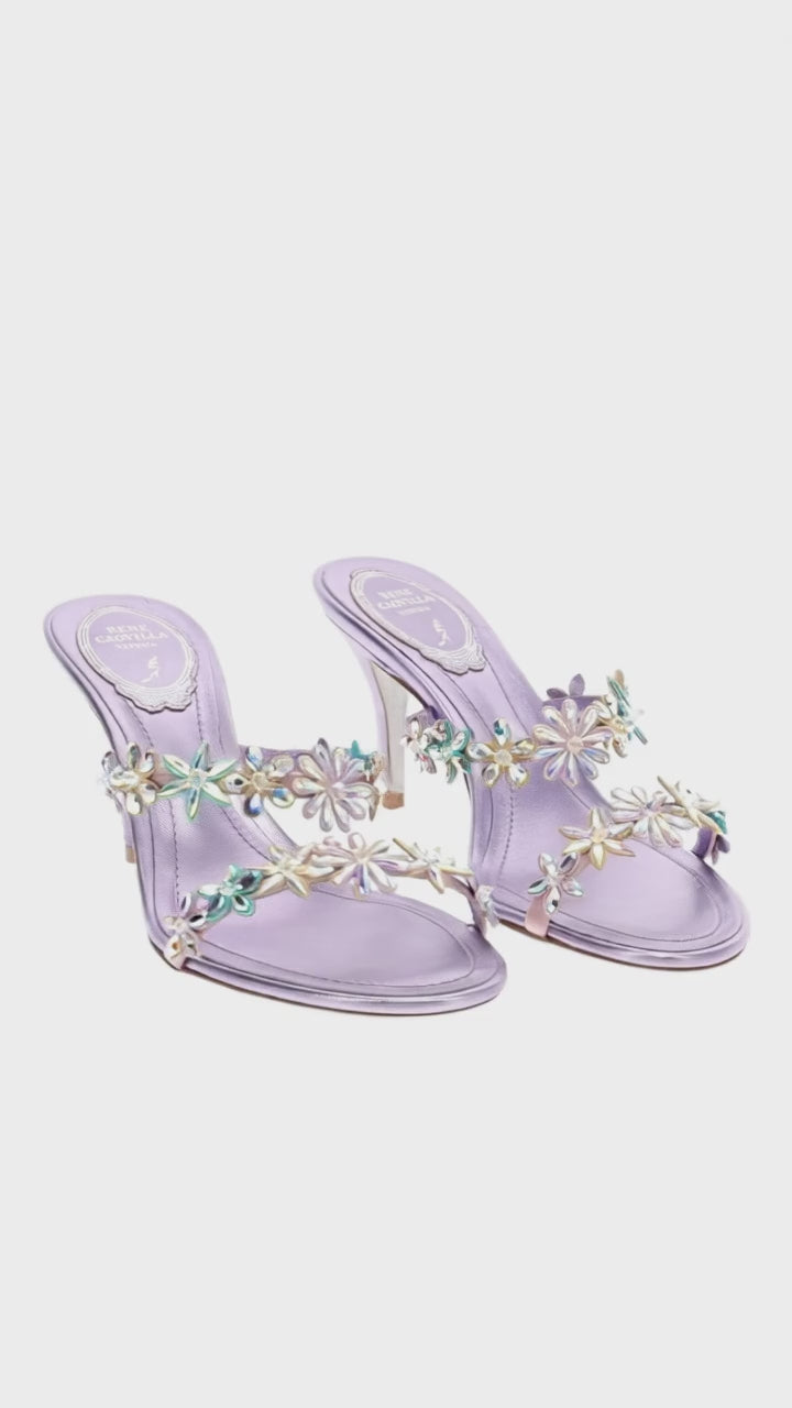 フラワー Eva Lilac Flower Crystal Embellished Mule