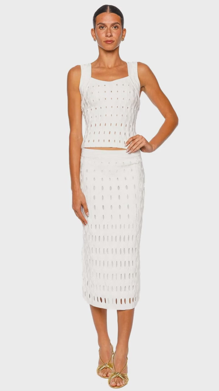 Gentry Ivory Open Work Knit Tank