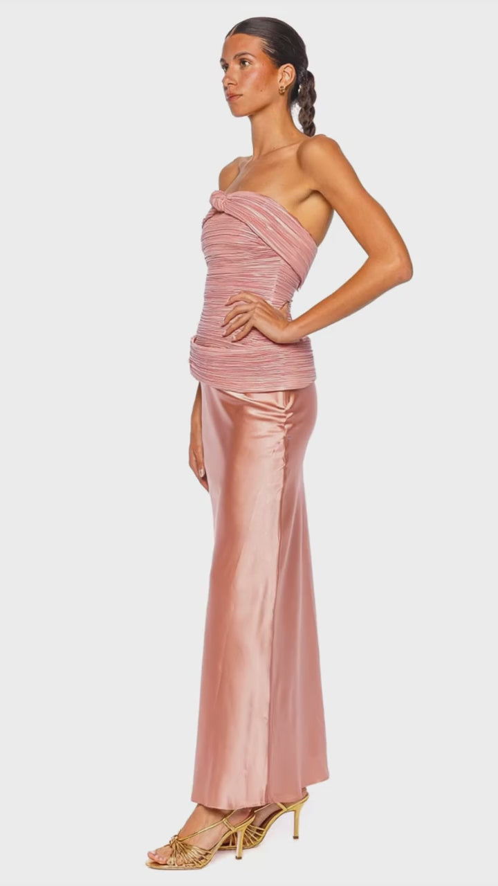 Chantel Petal Pink Silk Maxi Skirt