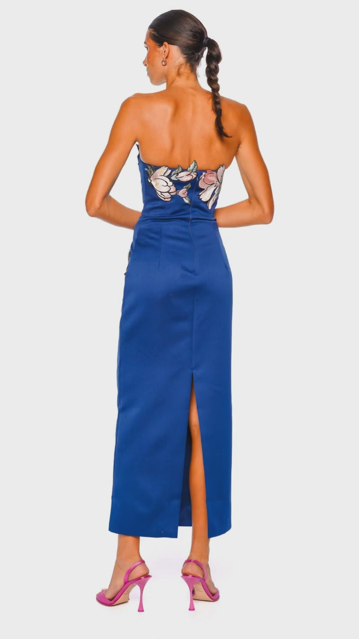 Leo Lin Ava Midnight Floral Bustier Maxi Dress