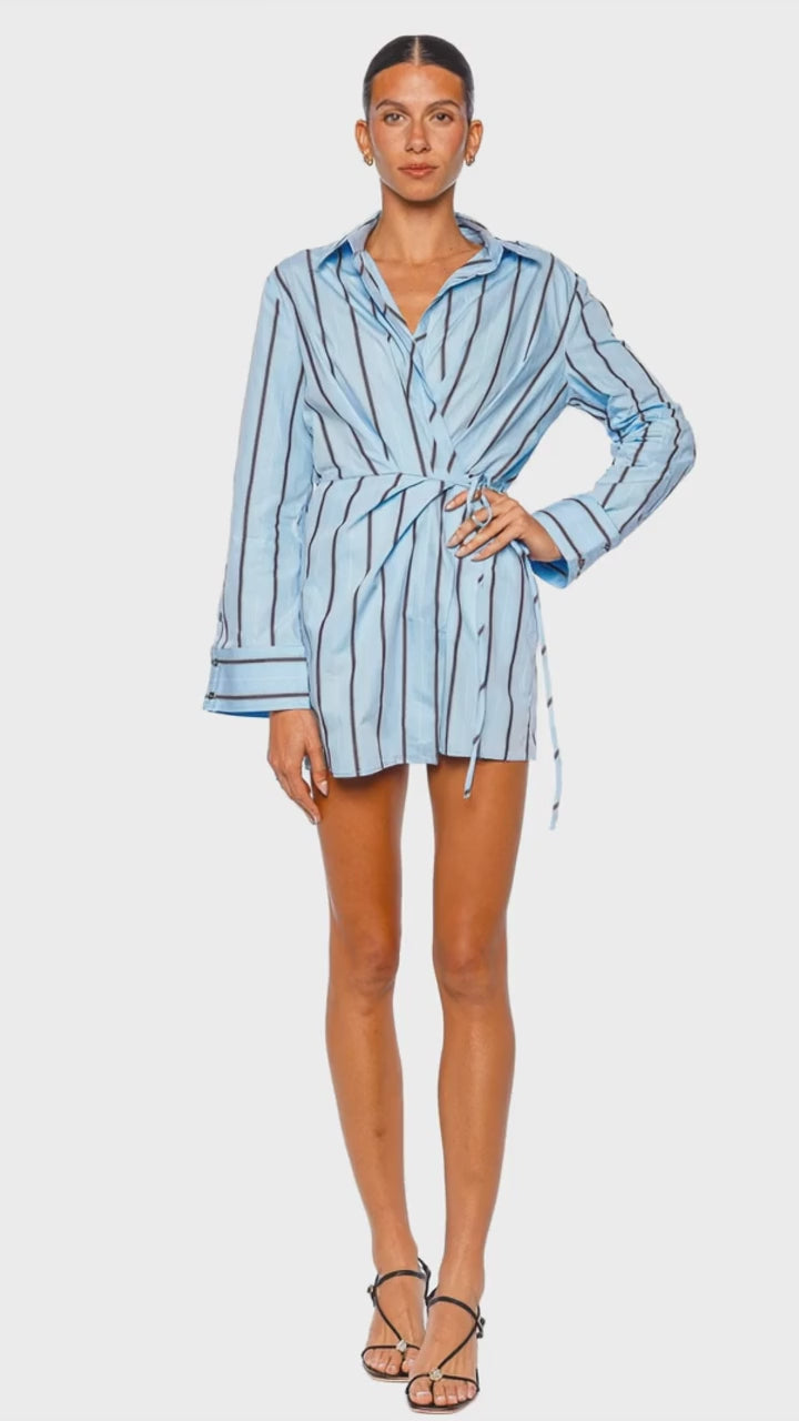 Saxon Draped Wrap Shirt Mini Dress