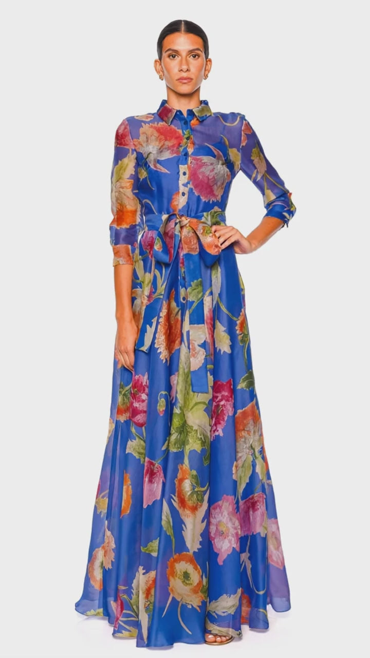 Bluebell Poppy Floral Belted Trench Gown