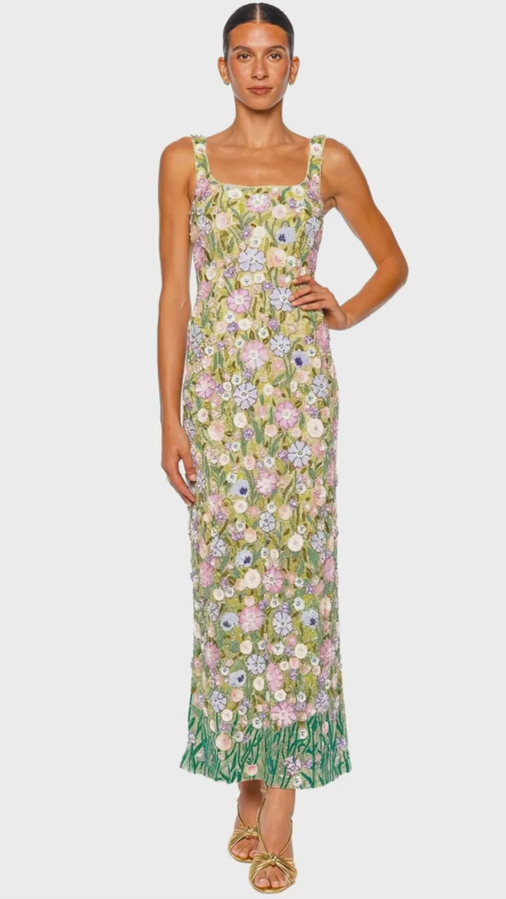 Sylvan Mystical Meadow Hand Beaded Maxi Dress