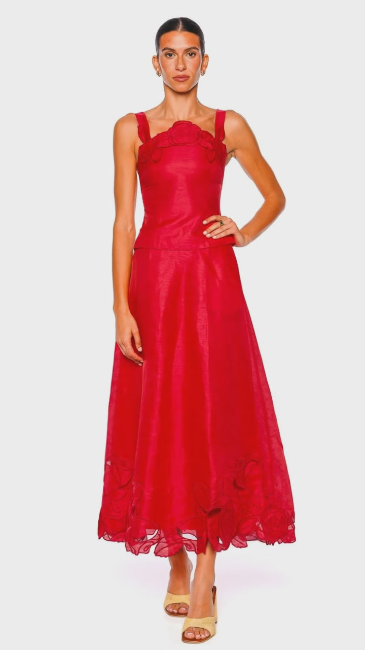 Melissa Scarlet Floral Applique Maxi Skirt