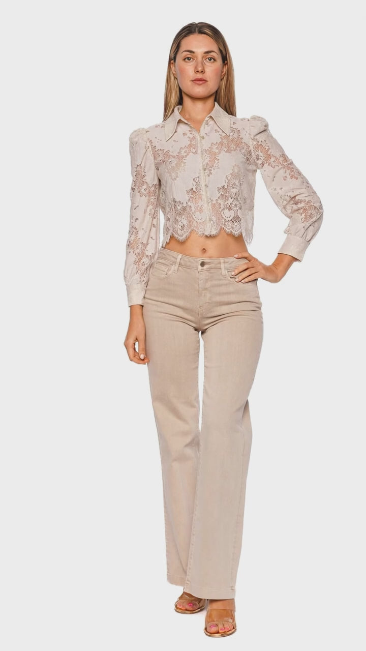 アメリヴィンテージ LACE UP SLEEVE BLOUSE COMBINATION LACE TOP