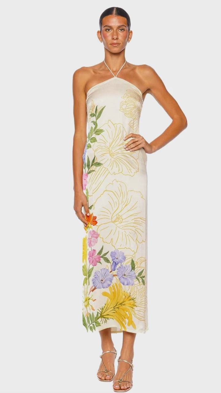 Floral Garen Ivory Maxi Dress