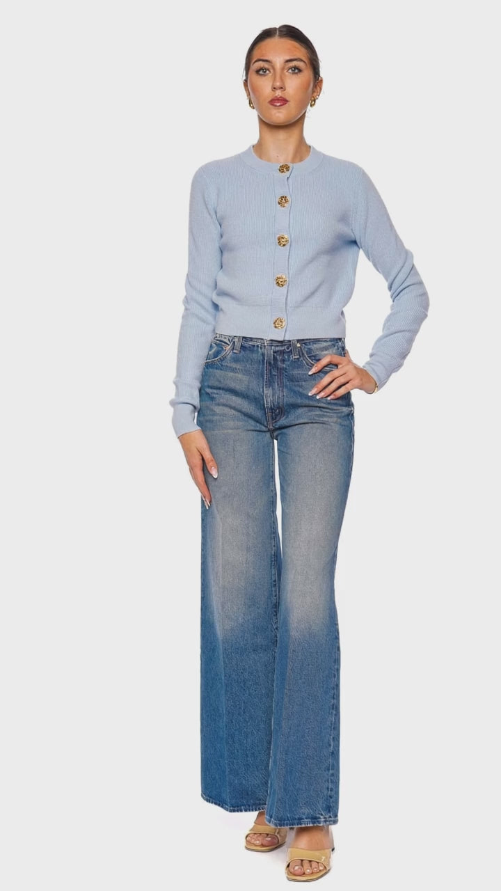 Ellery Light Blue Floral Button Cardigan