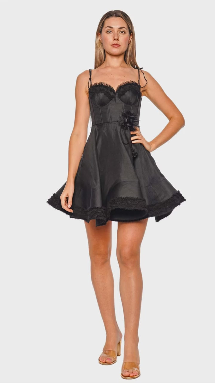 Luna Black Ruffle Corset Mini Dress
