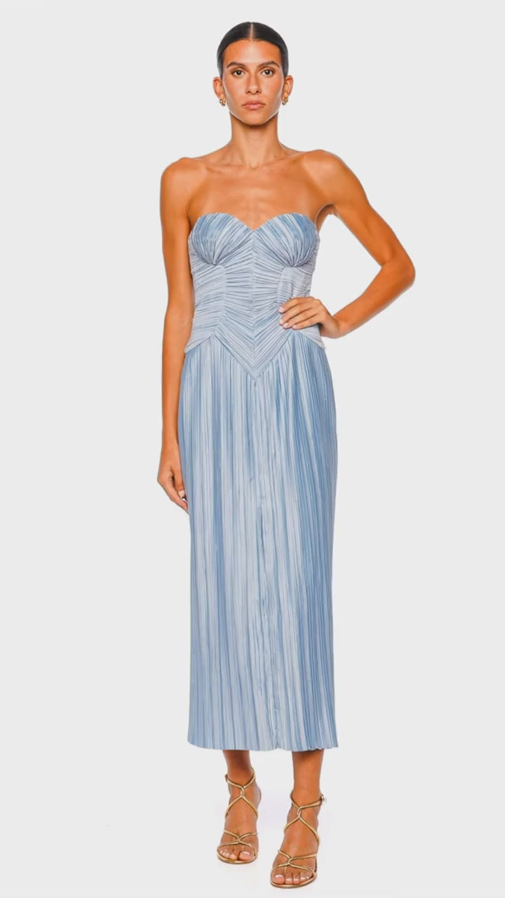 Ashika Coastal Corset Pleated Gown