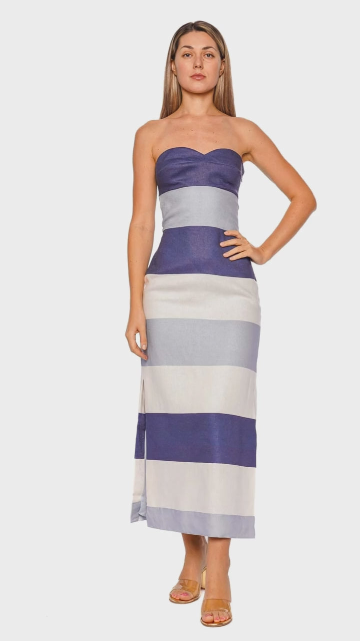 Sono Veri Strapless Striped Maxi Dress