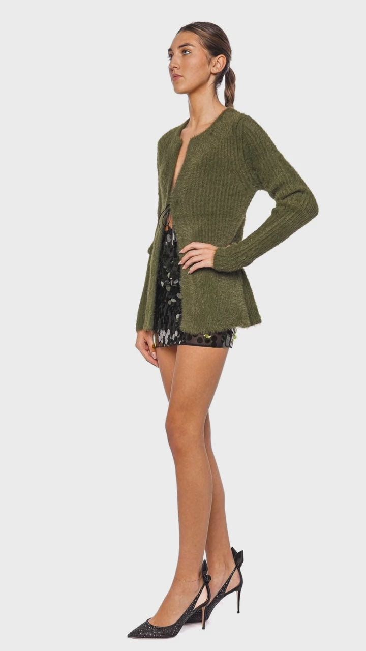 Idia Verde Sequin Mini Skirt