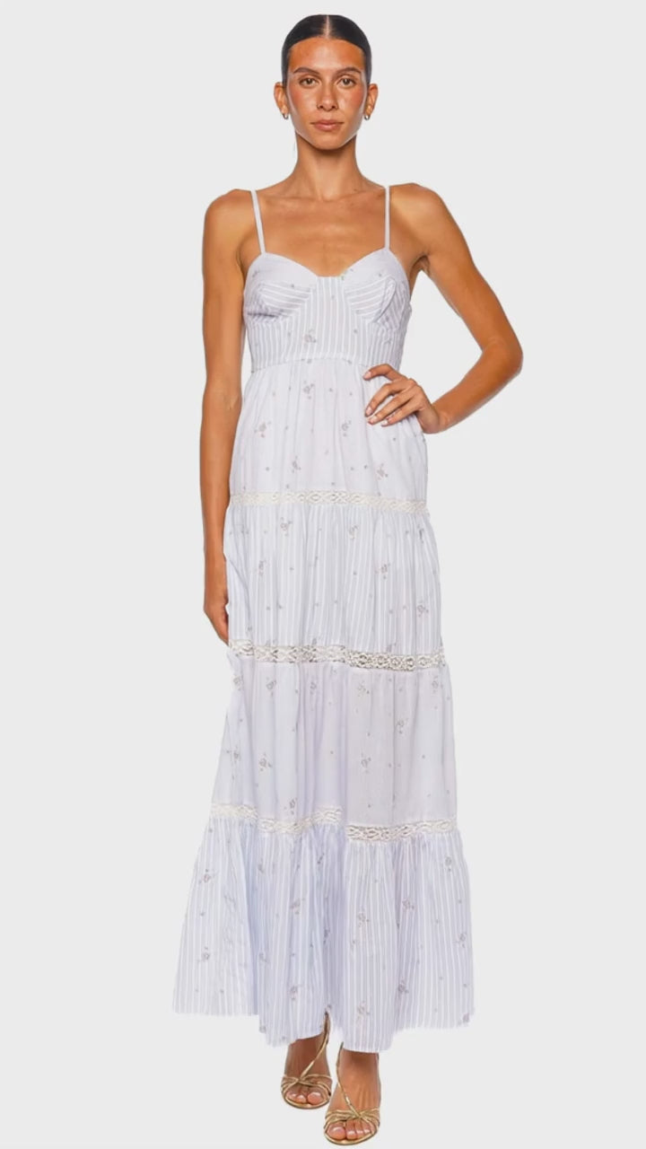 Story Sky Mist Floral Lace Maxi Dress