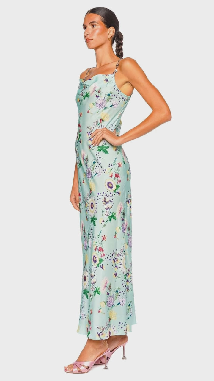 Floral Chain Strap Green Maxi