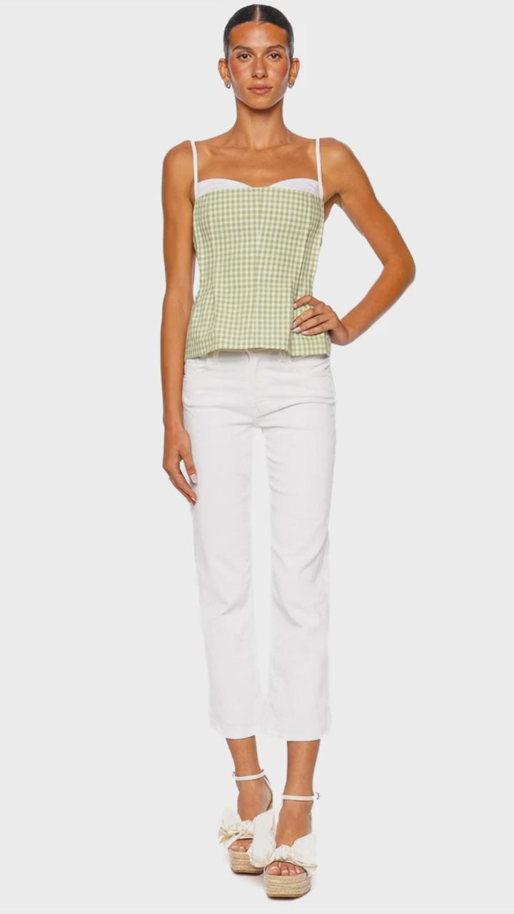 Charlee Lime Gingham Bustier Combo Top