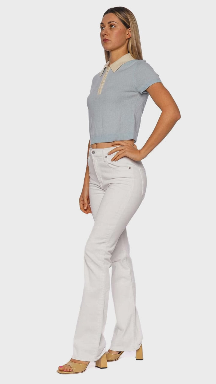 Sanders Sky Cashmere Polo Top