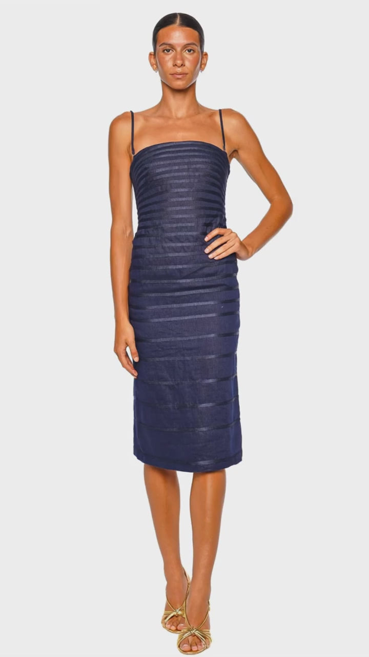 Eterna Brisa Embroidered Linen Midi Dress