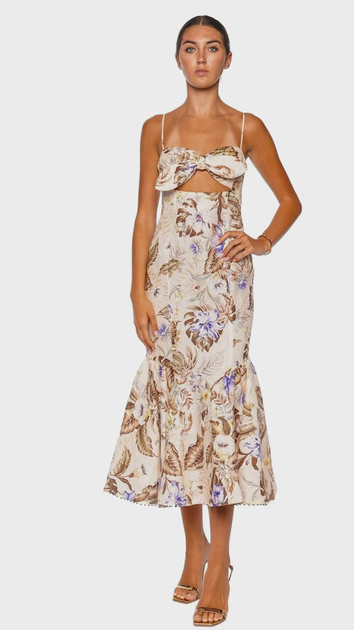 Coco Floral Tie Front Midi Dress