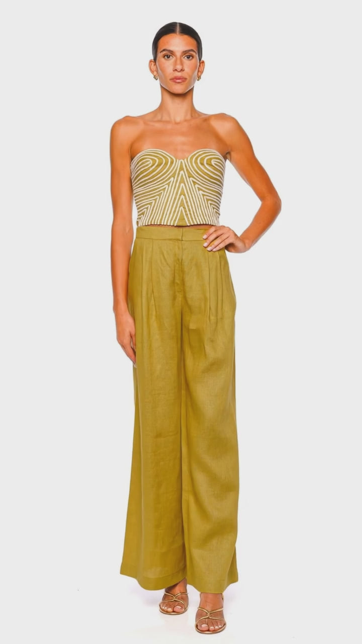 Y Limon Lime Strapless Crop Top
