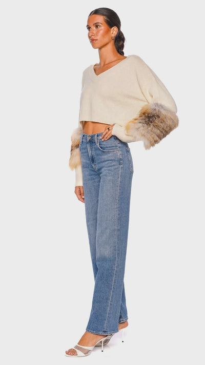Cream Cashmere Fur Sweater