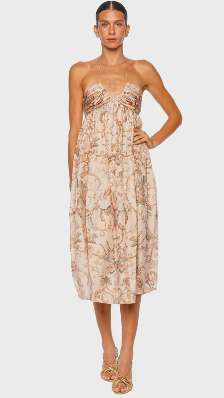 Roselight Pink Tapestry Floral Maxi Dress