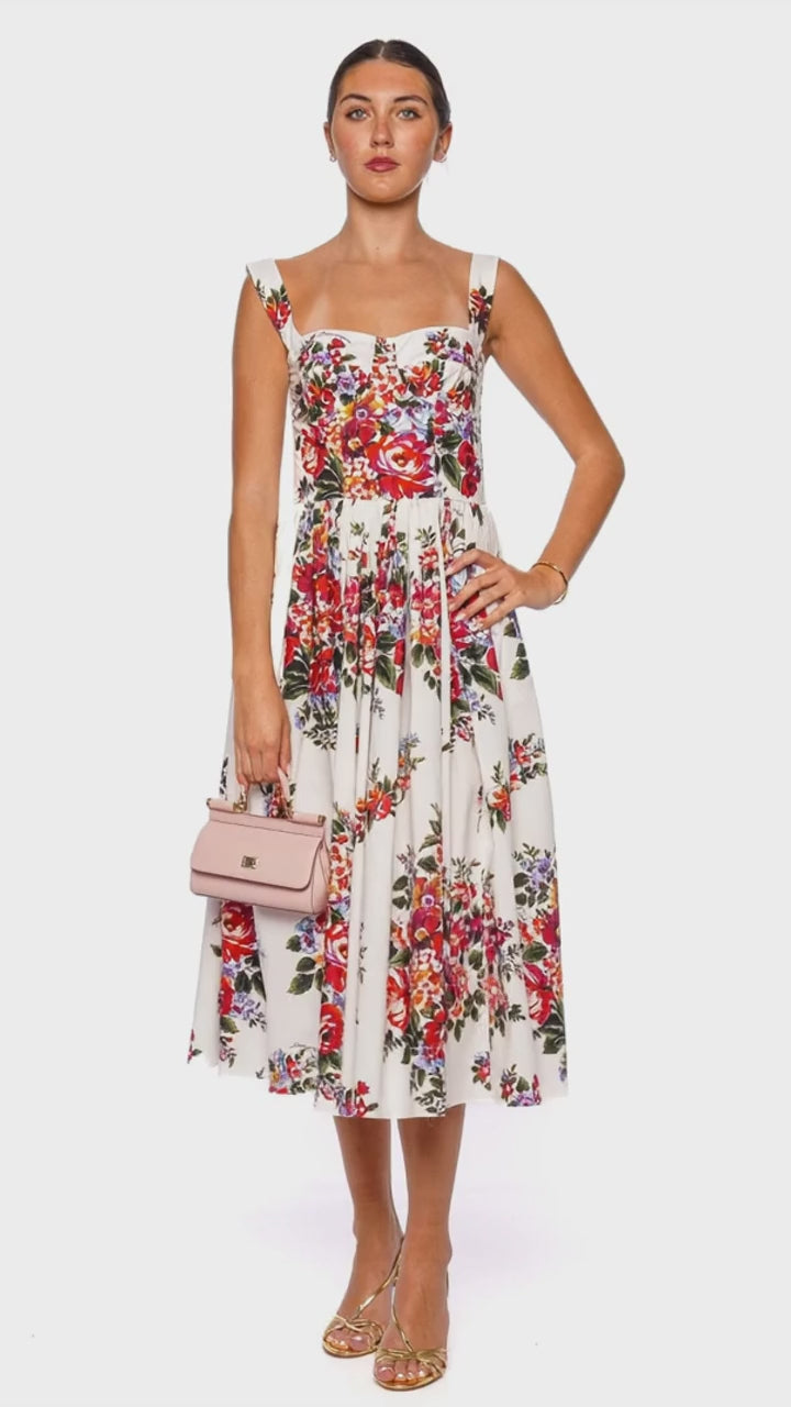 White Floral Bustier Dress