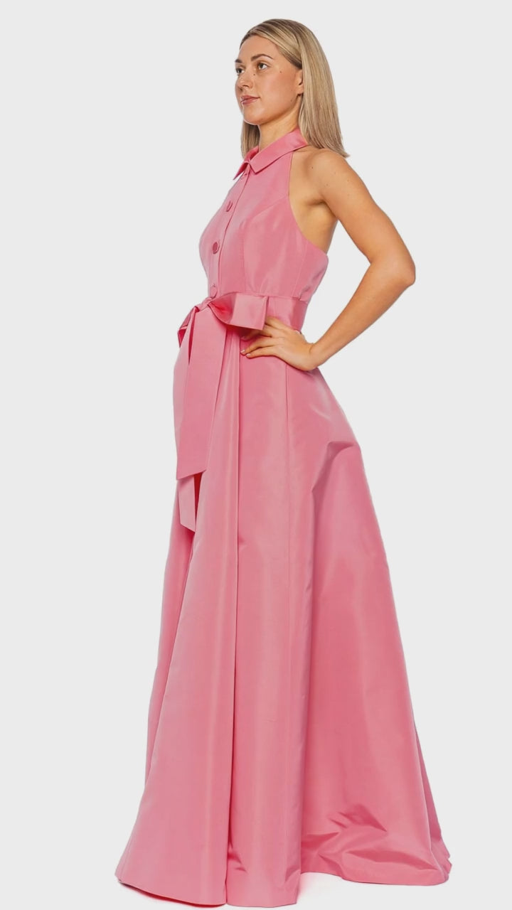 Sunset Halter Neck Silk Faille Gown