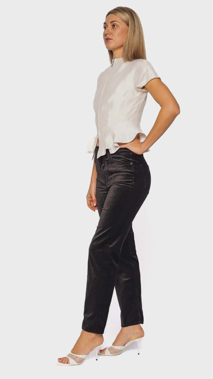 Maelle Ivory Short Sleeve Peplum Top