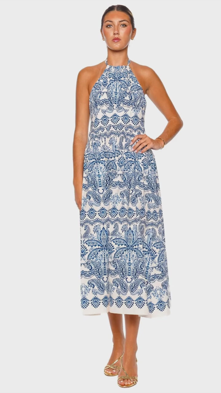 Denise Sky Halter Midi Dress