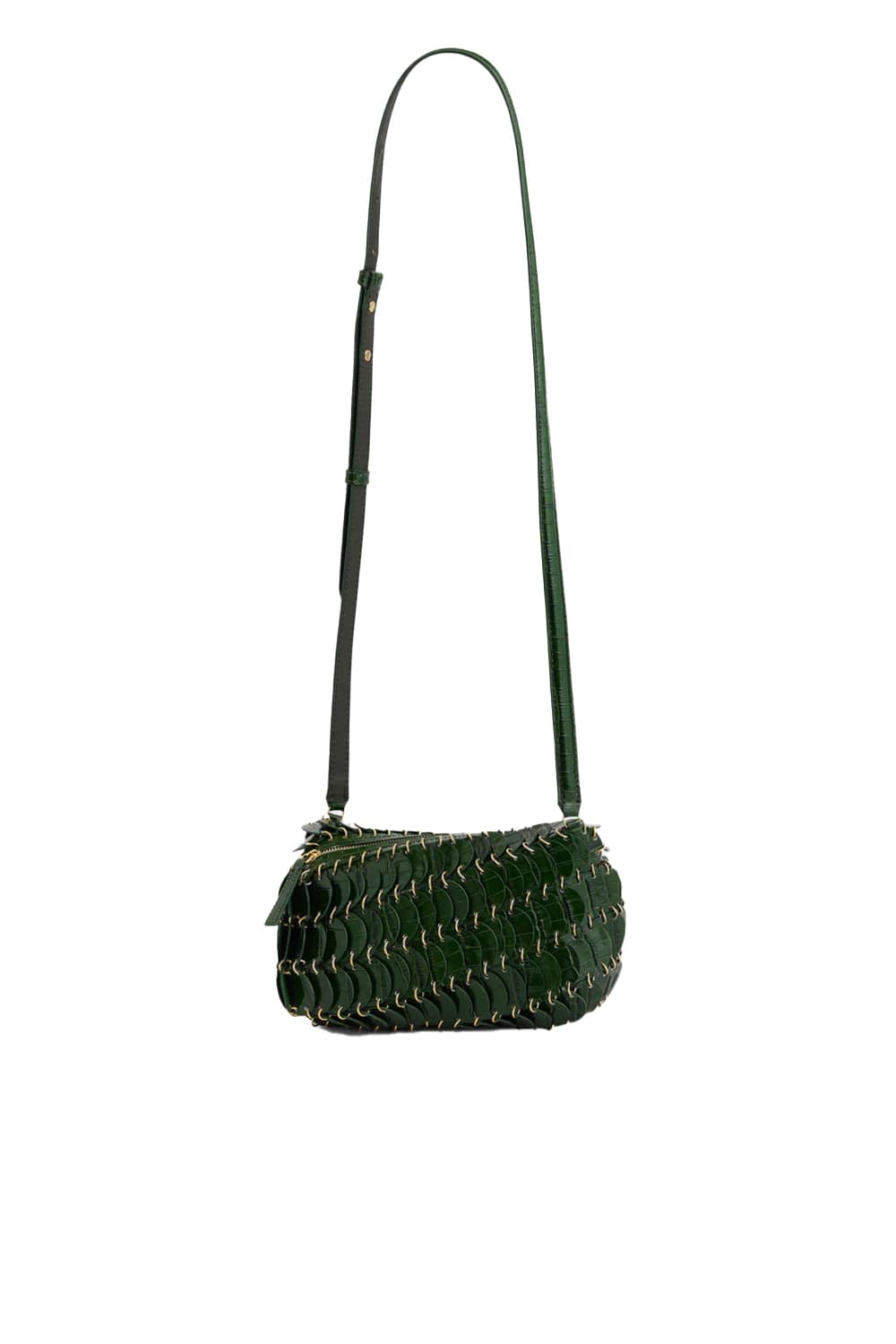 Rabanne Green Leather Disc Crossbody Bag