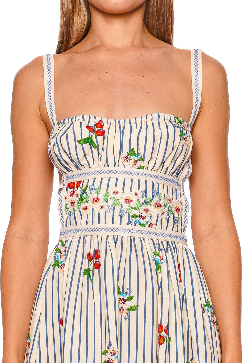 Agua Bendita Ameli Basket Floral Stripe Maxi Dress